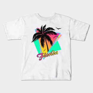 Florida Cool 80s Sunset Kids T-Shirt